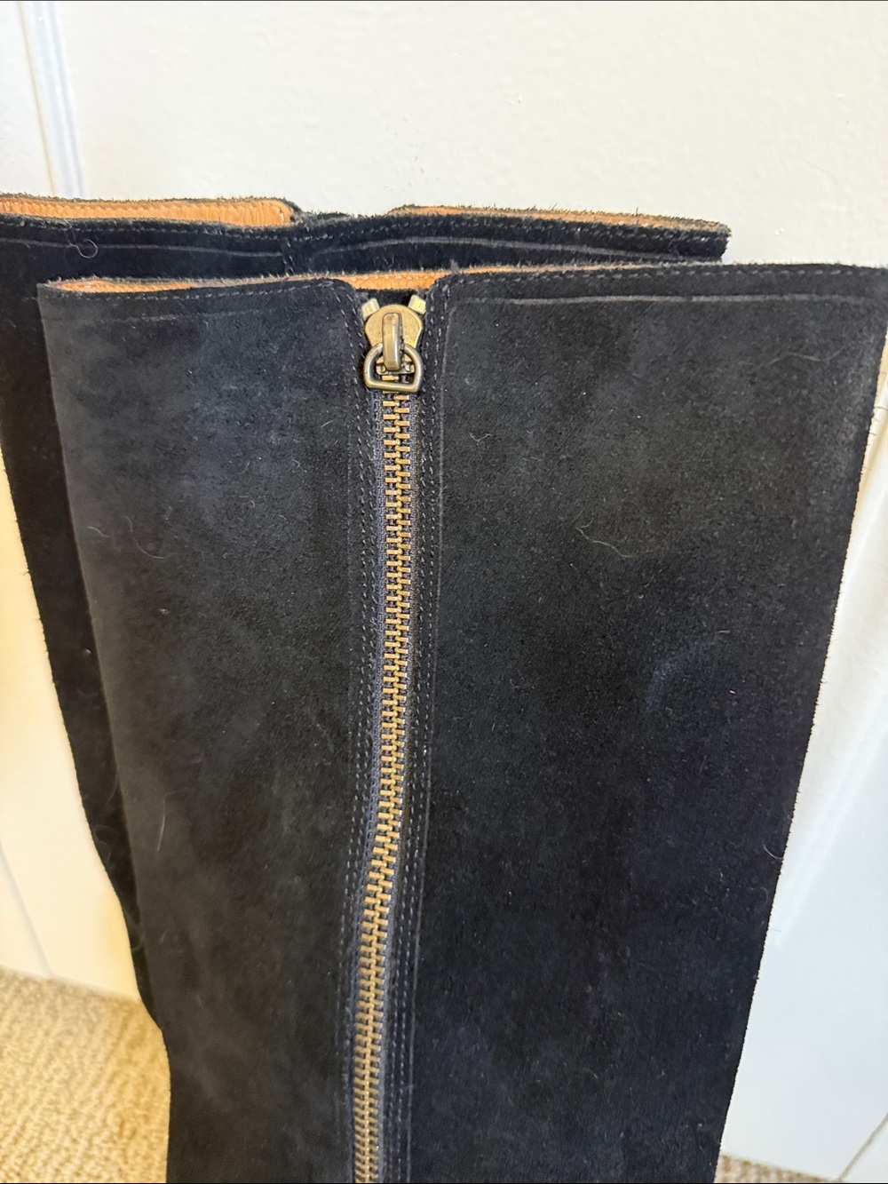 Coach Black Suede Knee-High Heeled Boots with Side Zipper - Picture 4 of 6